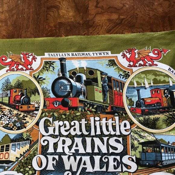 Vtge 1982 Great Little Trains of Wales Souvenir Cotton Kitchen Tea Towel. - Picture 4 of 5